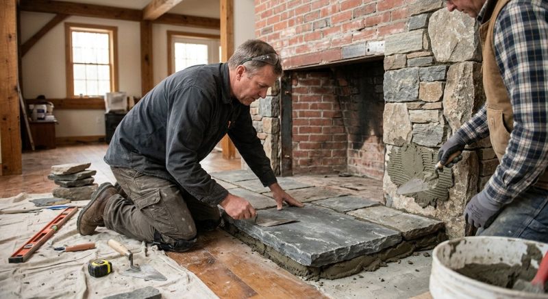 Brick Or Stone Fireplace Installation