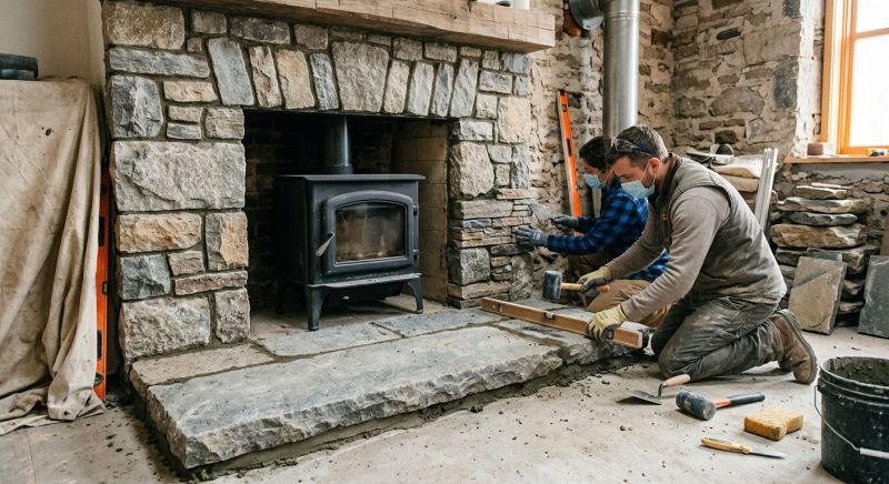 Brick Or Stone Fireplace Installation