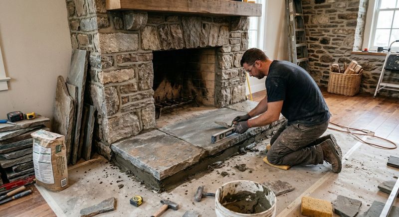 Brick Or Stone Fireplace Installation